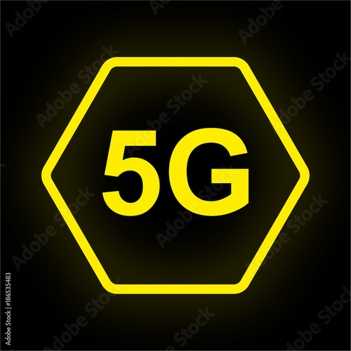 Neon Button Polygon - 5G Breitband