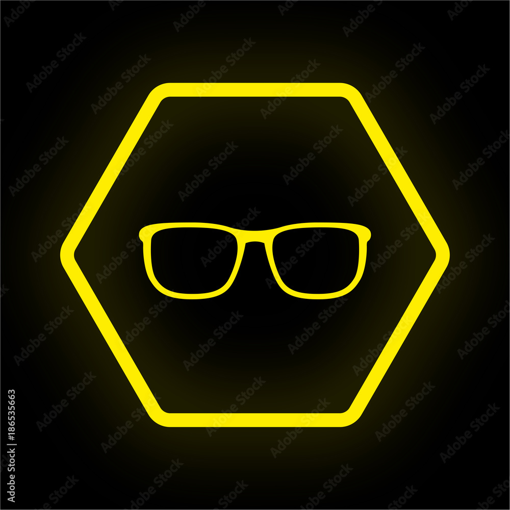 Neon Button Polygon - Brille Stock Vector | Adobe Stock