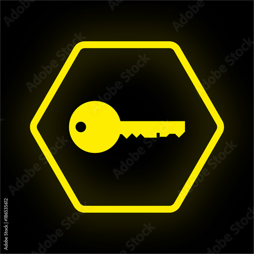 Neon Button Polygon - Schlüssel - Datenschutz