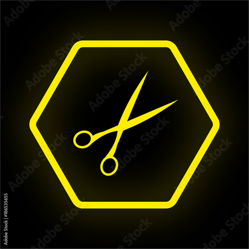 Neon Button Polygon - Schere