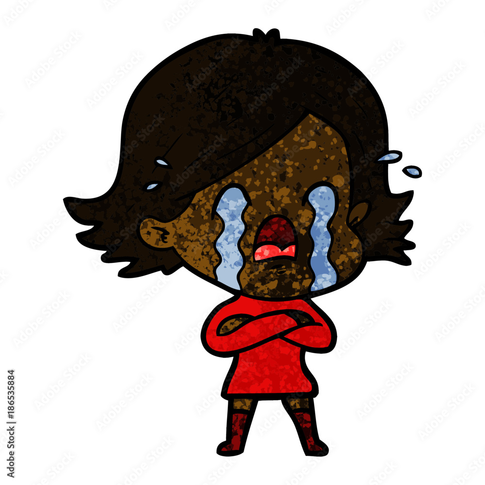 cartoon woman crying