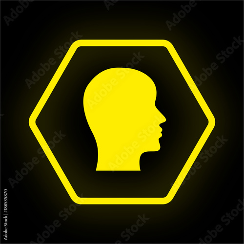 Neon Button Polygon - Kopf im Profil