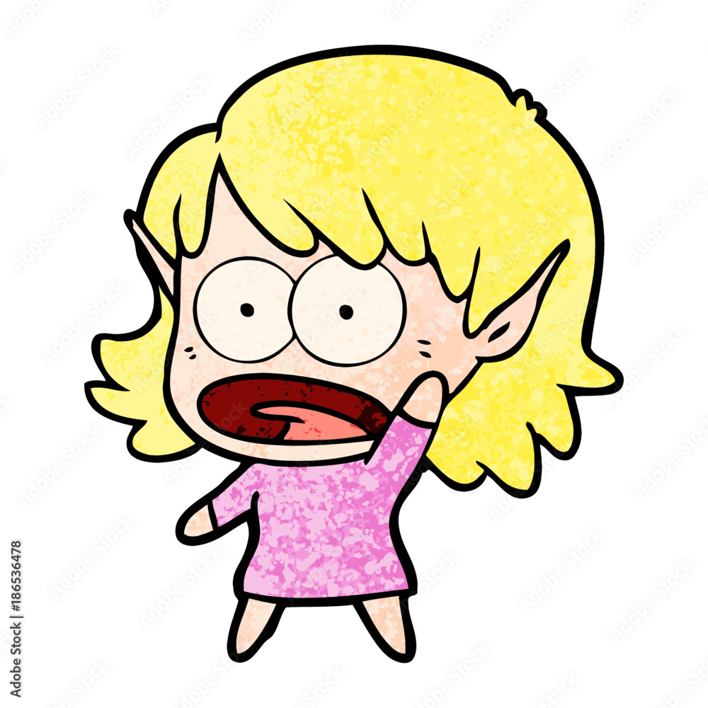 cartoon shocked elf girl cartoon shocked elf girl