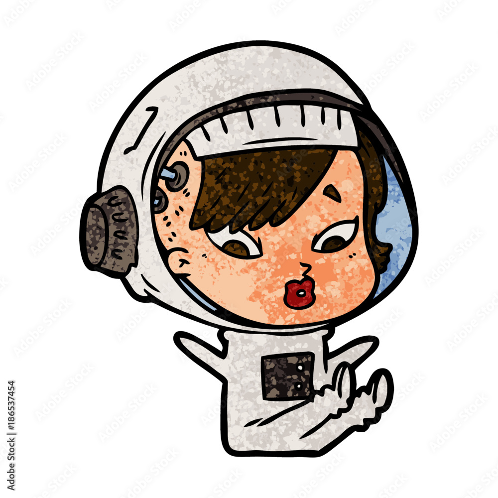 cartoon astronaut woman