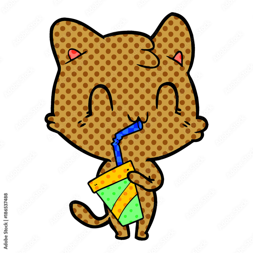 Obraz premium cartoon happy cat