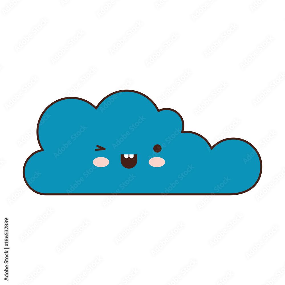 kawaii cloud icon flat in colorful silhouette kawaii cloud icon flat in colorful silhouette