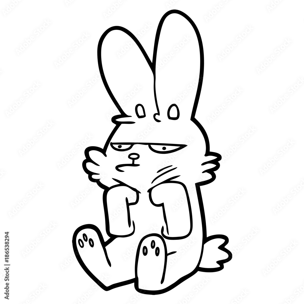 Obraz premium cartoon grumpy rabbit