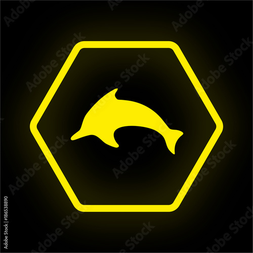 Neon Button Polygon - Delfin