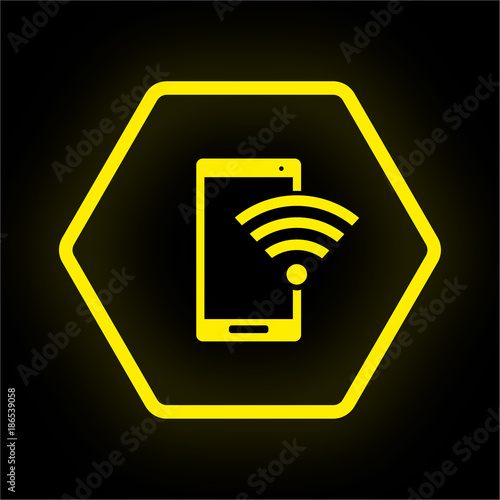 Neon Button Polygon - Smartphone WLAN