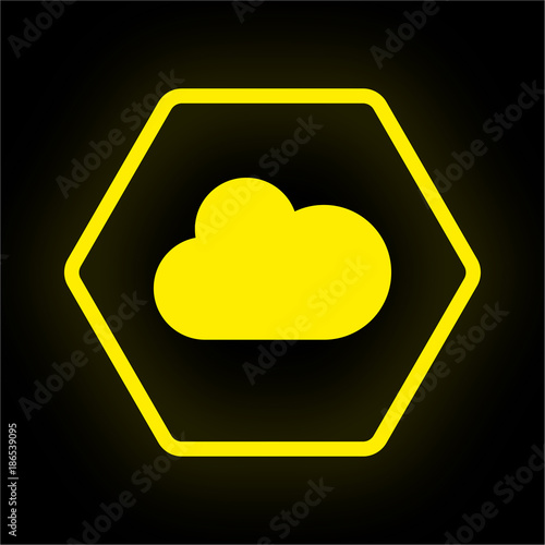 Neon Button Polygon - Wolke - Datensicherung