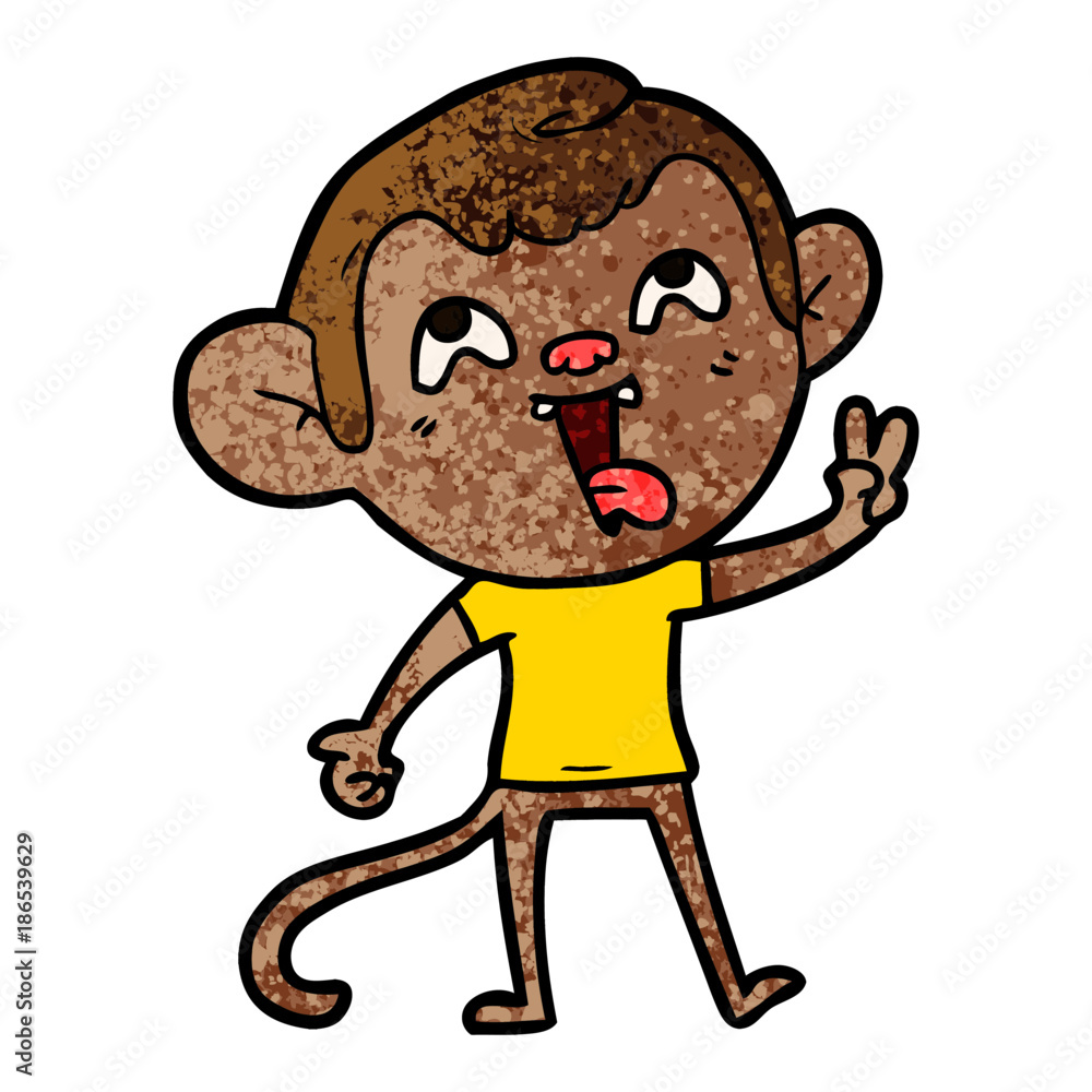 crazy cartoon monkey giving peace sign crazy cartoon monkey giving peace sign