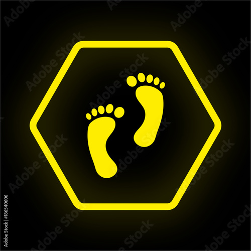 Neon Button Polygon - Fußspuren
