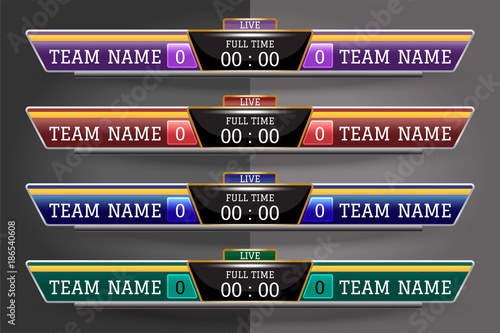 Scoreboard Digital Screen Graphic Template for Broadcasting of soccer, football or futsal, illustration vector design template for soccer league match. EPS10 vector file design