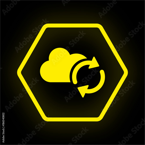 Neon Button Polygon - Wolke synchronisieren