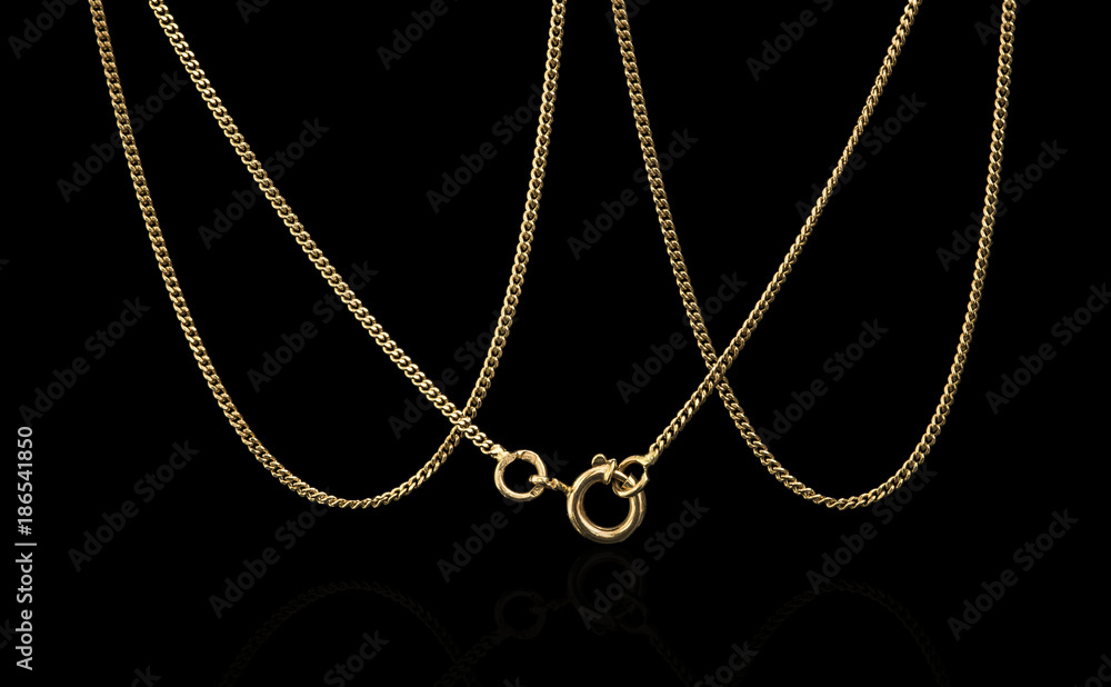 custom made wallpaper toronto digitalUnique gold necklace isolated on black background, macro closeup showing yellow chain links detail