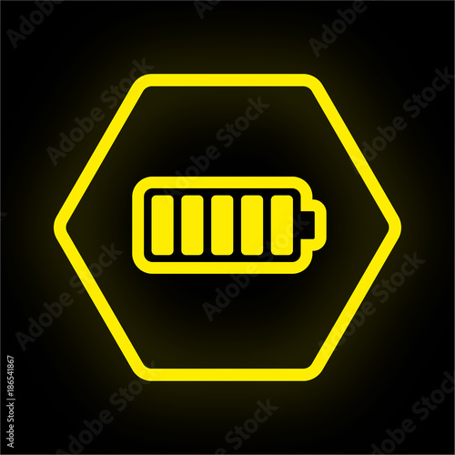 Neon Button Polygon - Batterie voll