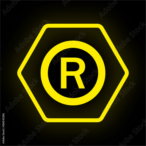 Neon Button Polygon - R - Copyright