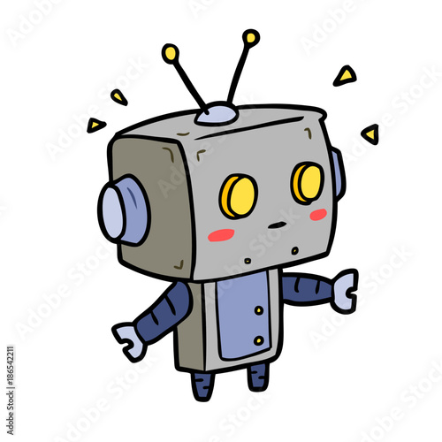 cute cartoon surprised robot