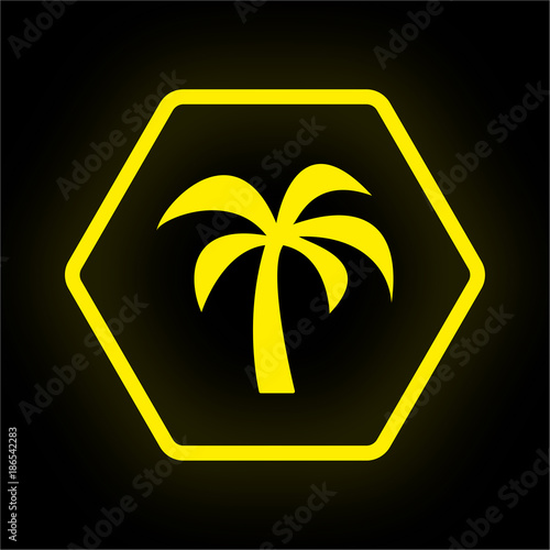 Neon Button Polygon - Palme
