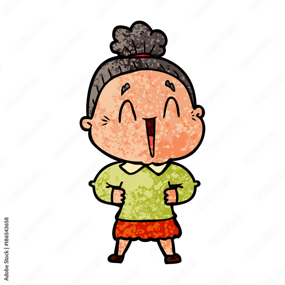 Obraz premium cartoon happy old lady