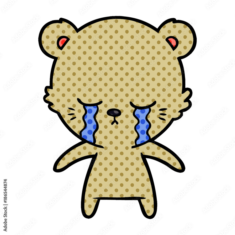 Obraz premium crying bear cartoon character