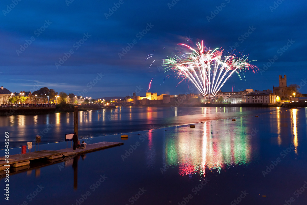 Fireworks over King John Castle in Limerick