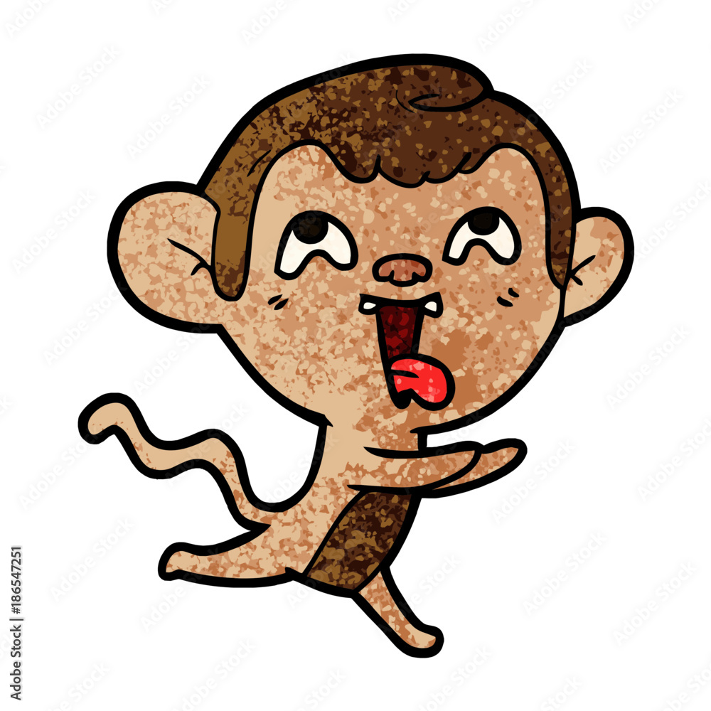 Obraz premium crazy cartoon monkey running