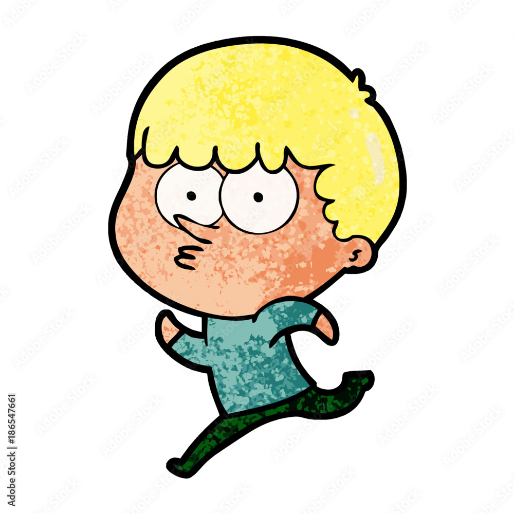 cartoon curious boy running cartoon curious boy running