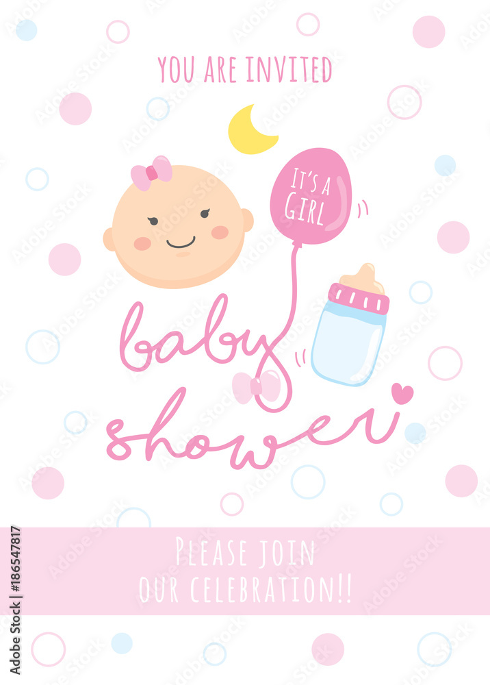 Baby Girl Shower , Happy Birthday for new born celebration greeting and invitation Post card Size Baby Girl Shower , Happy Birthday for new born celebration greeting and invitation Post card Size