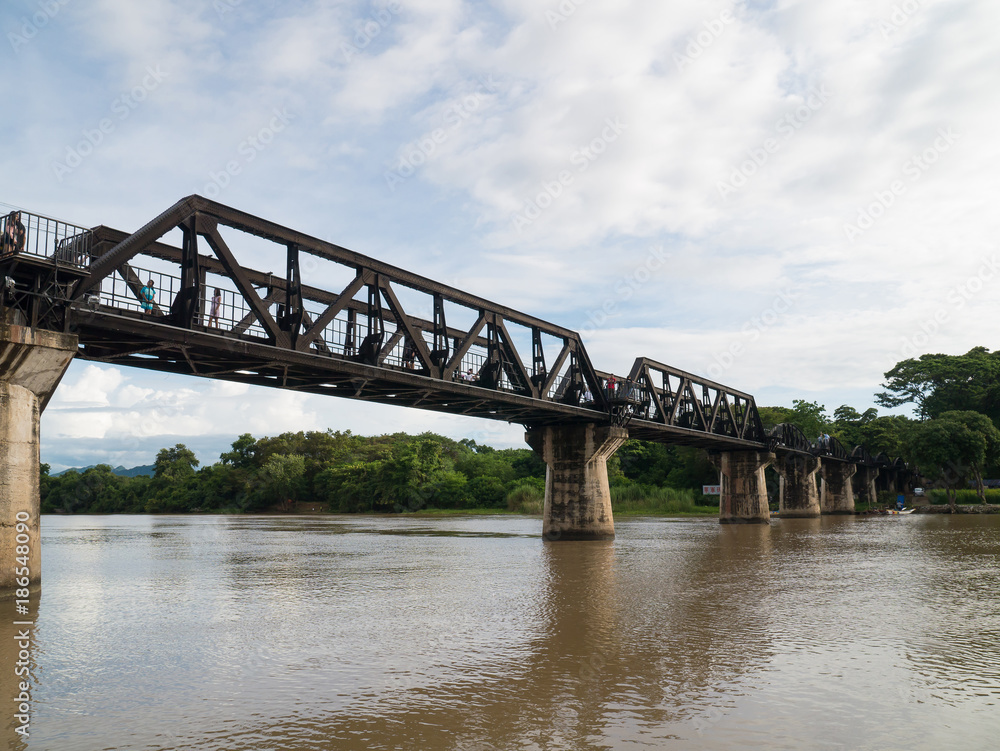 Landscape of Death Railway bridge over the River Kwai in Kanchanaburi - Thailand