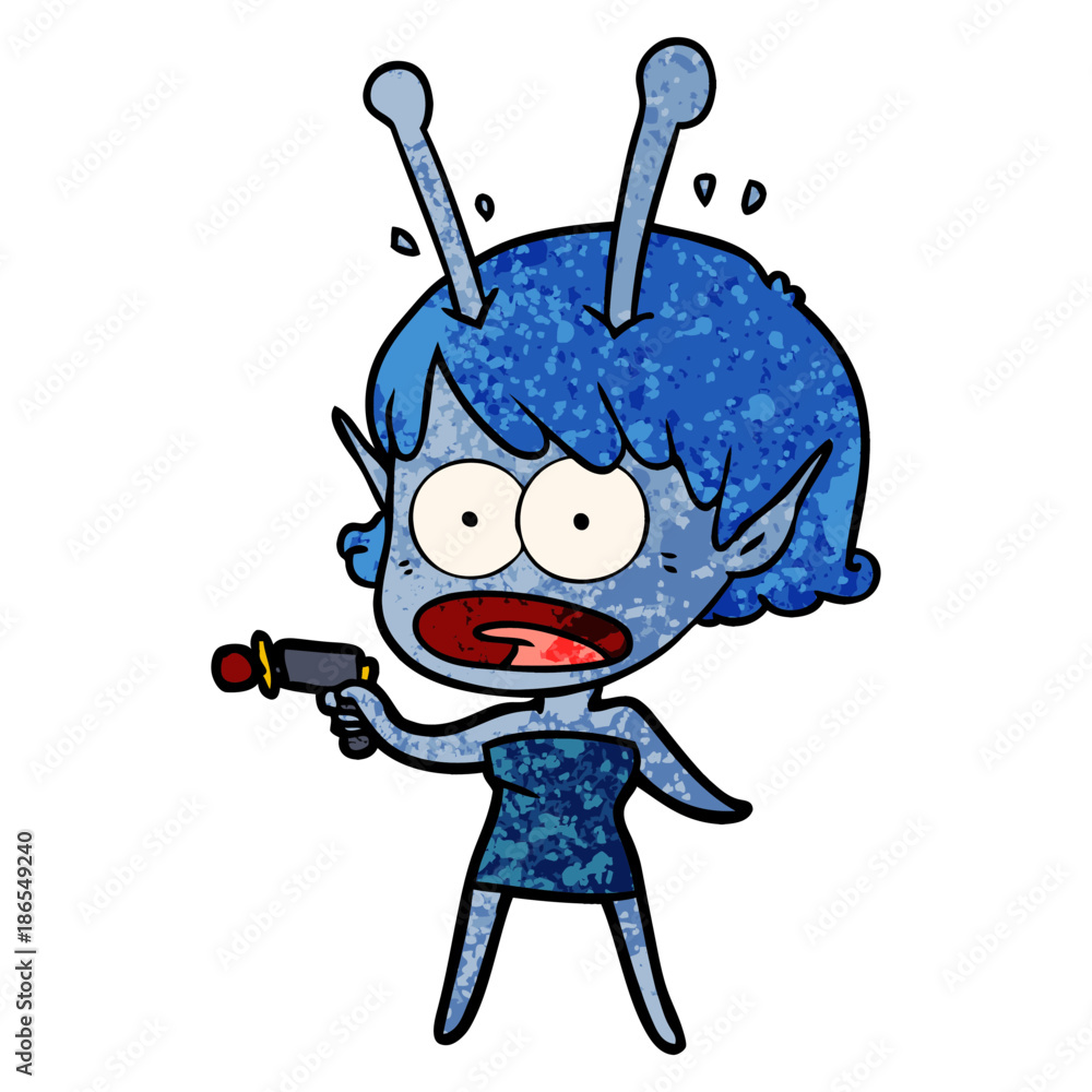 cartoon shocked alien girl cartoon shocked alien girl