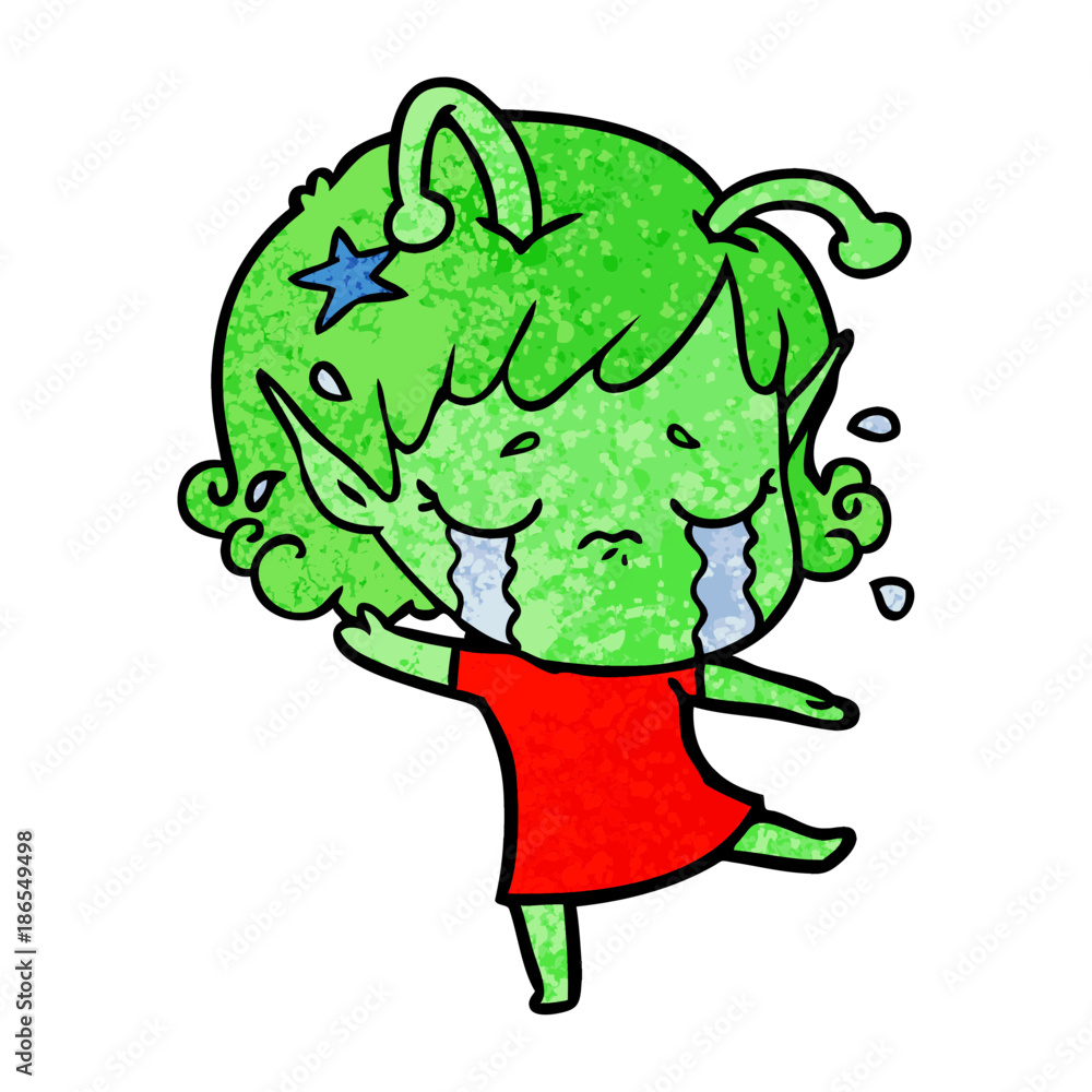 Fototapeta premium cartoon crying alien girl