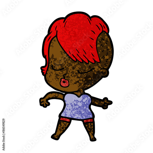 cartoon pretty hipster girl