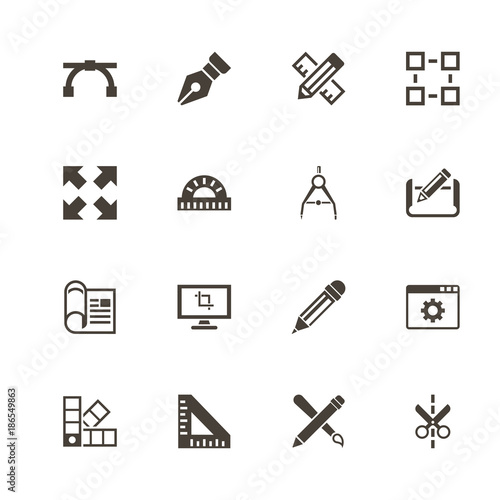 Blueprint icons. Perfect black pictogram on white background. Flat simple vector icon.