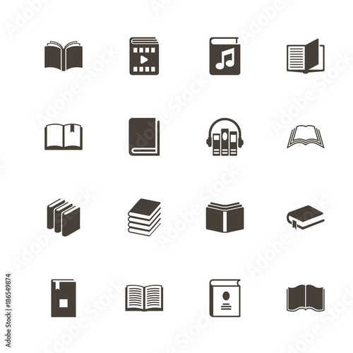 Books icons. Perfect black pictogram on white background. Flat simple vector icon.