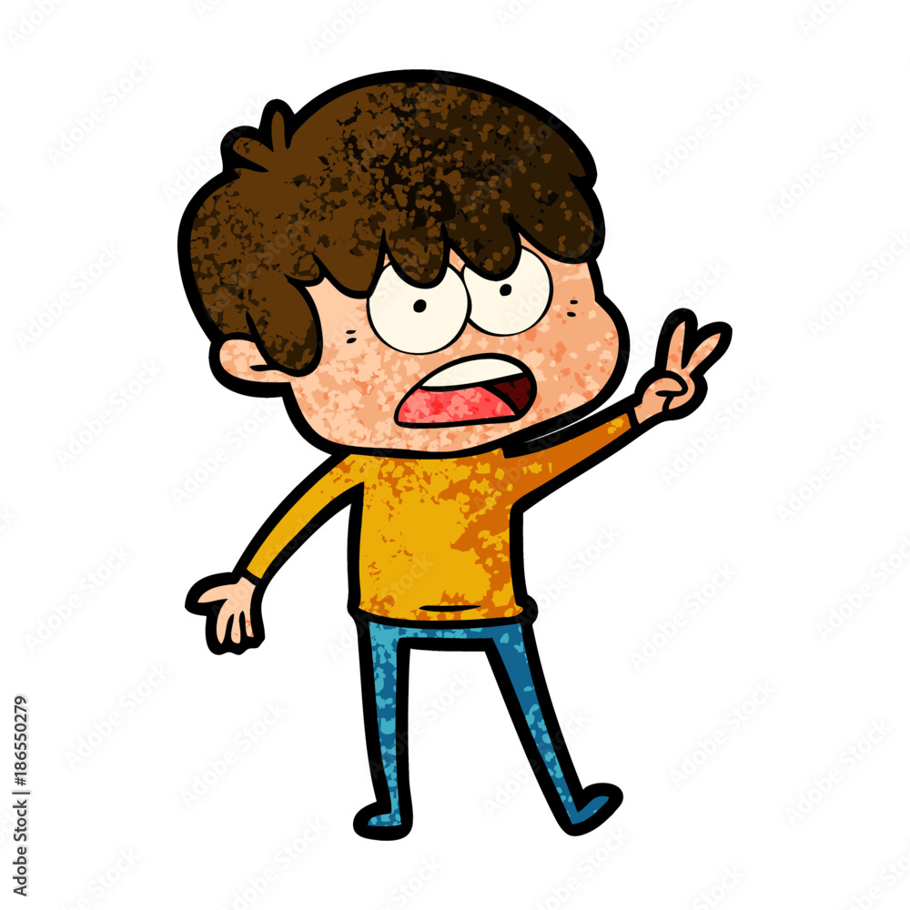 worried cartoon boy