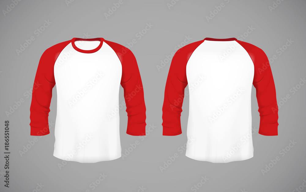 Men's slim-fitting long sleeve baseball shirt. Mock-up design template for branding. Stock Vector | Adobe Stock