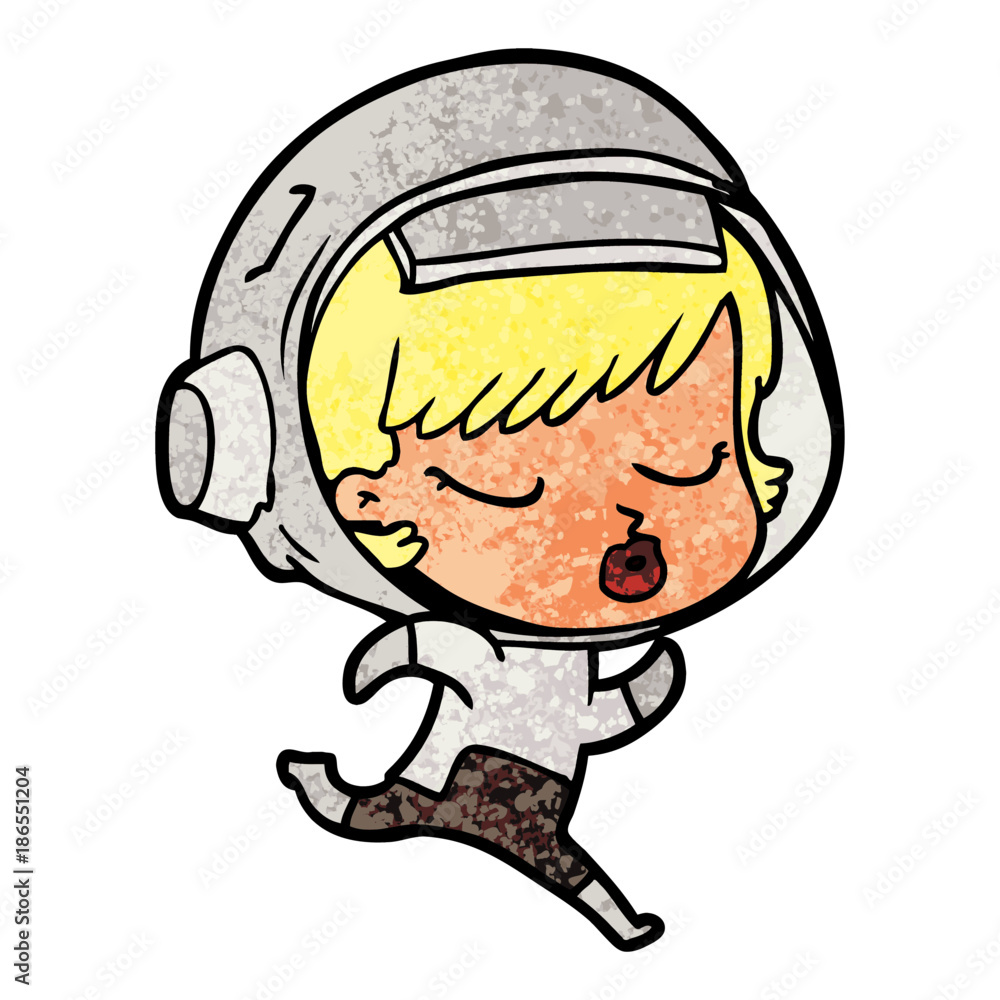 cartoon pretty astronaut girl running cartoon pretty astronaut girl running
