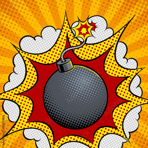 Exploding bomb pop art vector illustration