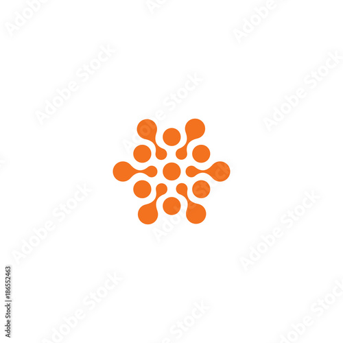 Abstract sun, orange color related circles logo. New technology vector symbol.