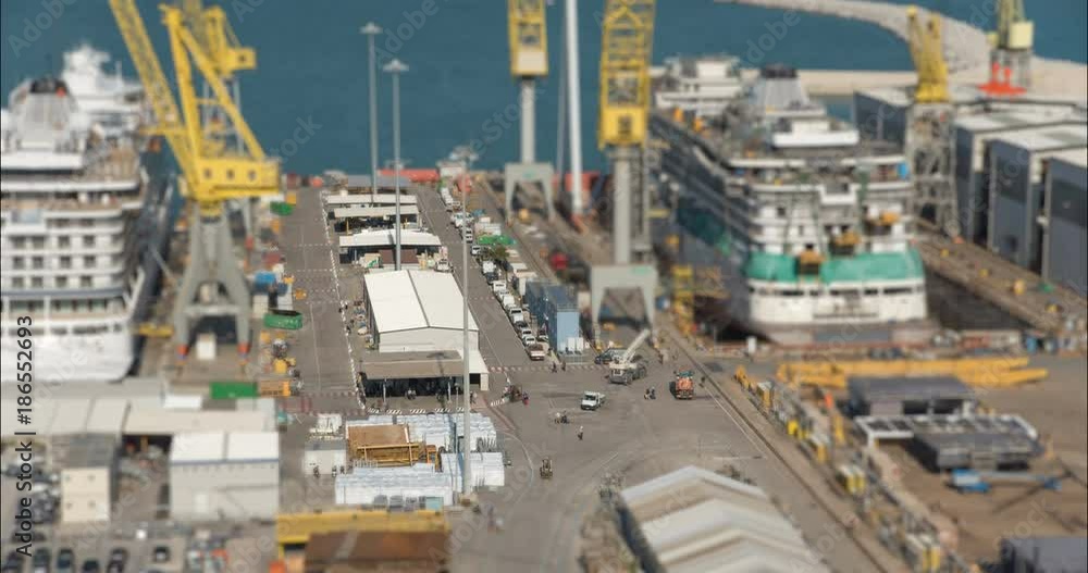 Cruise ship under construction. 4K Tilt Shift / time-lapse Cruise ship under construction. 4K Tilt Shift / time-lapse