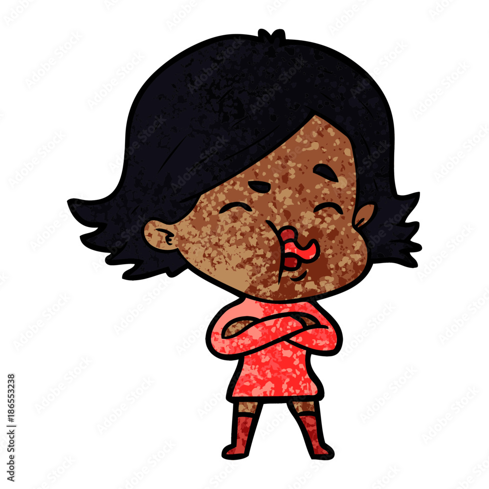 cartoon girl pulling face