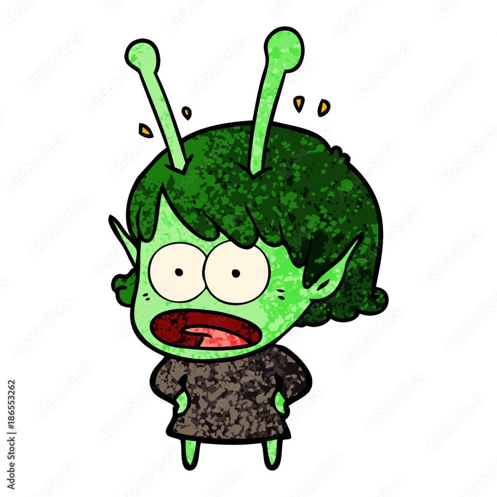 cartoon shocked alien girl cartoon shocked alien girl