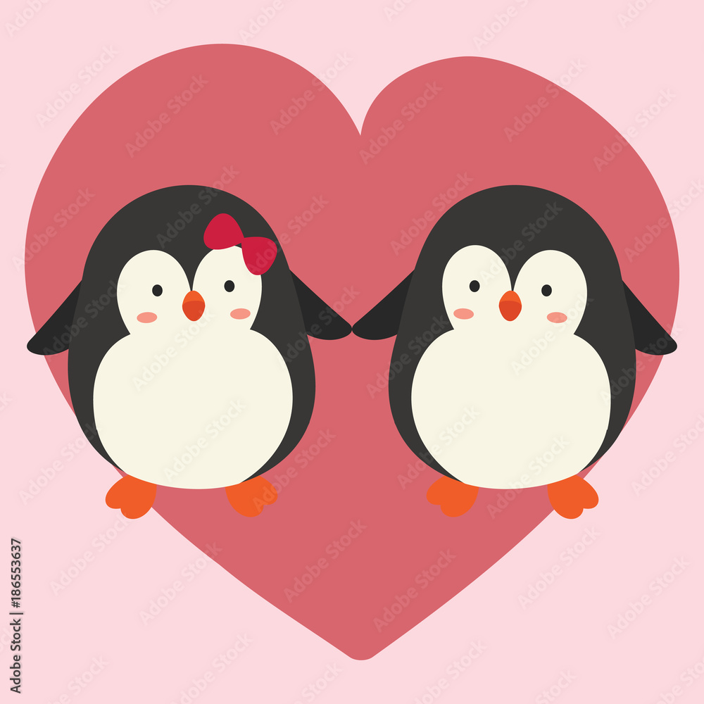 Cute penguin in love vector Cute penguin in love vector