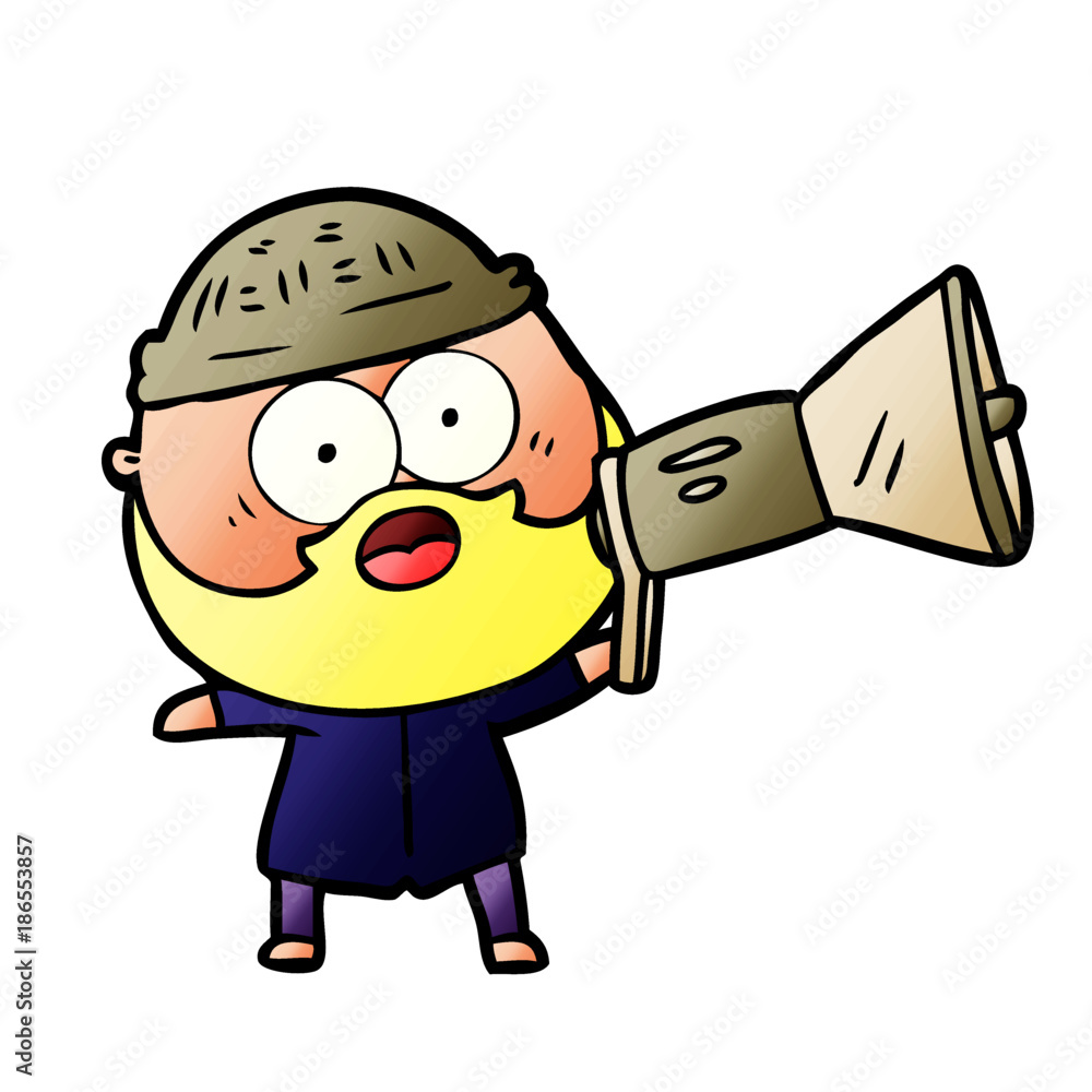 Fototapeta premium cartoon surprised bearded man