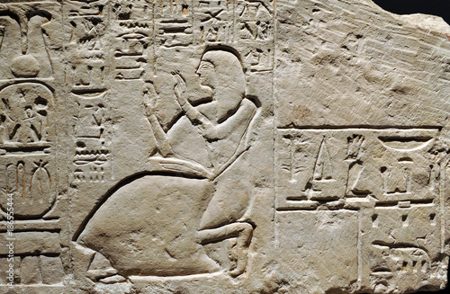 Reliefs with hieroglyphs of ancient Egyptian art
