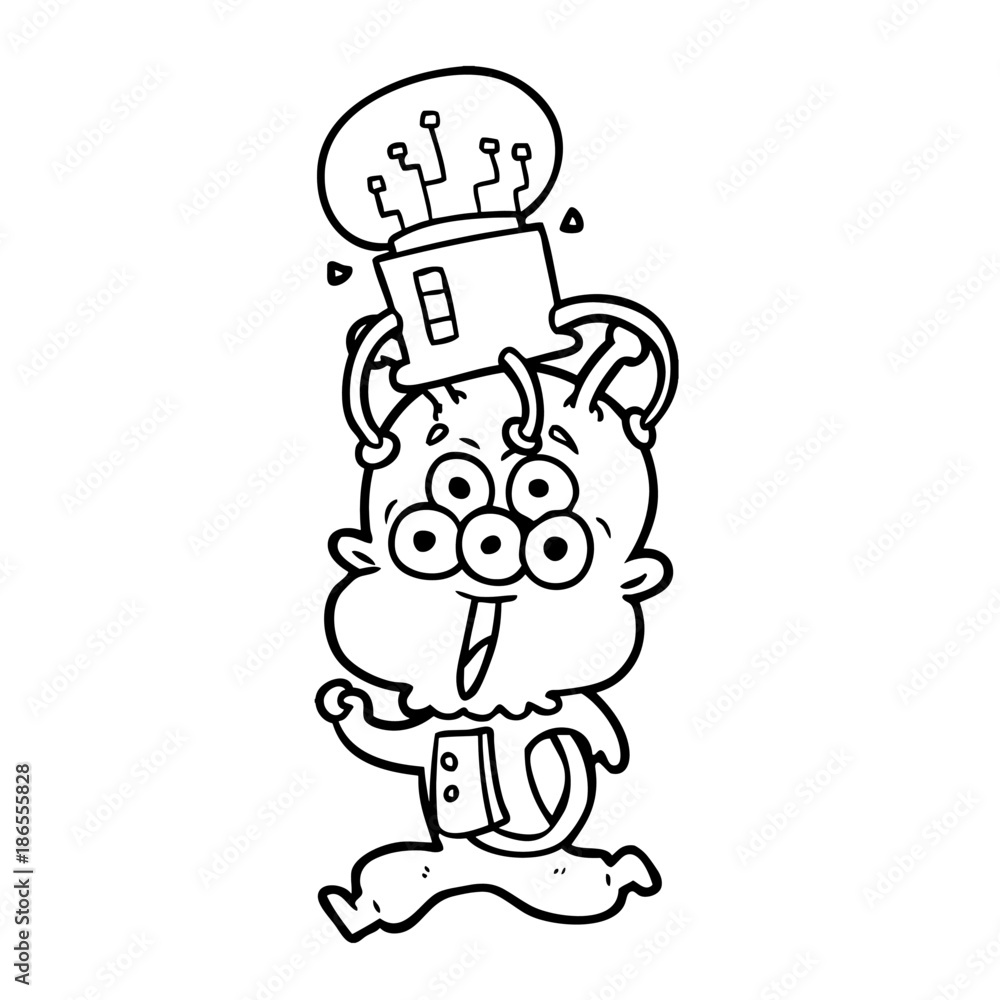 Fototapeta premium happy cartoon alien running