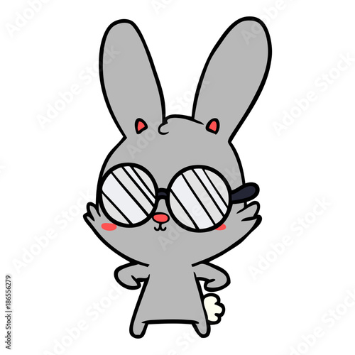 cute cartoon rabbit wearing glasses