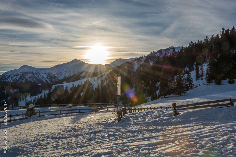 Trail near Kuhalm in the ski resort Serfaus Fiss Ladis in Austria