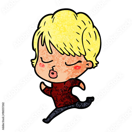 cartoon woman with eyes shut